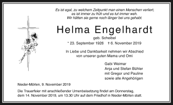 Traueranzeige von Helma Engelhardt von Wetterauer Zeitung