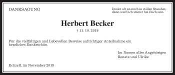 Traueranzeige von Herbert Becker von Wetterauer Zeitung