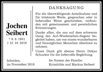 Traueranzeige von Jochen Seibert von Licher Wochenblatt