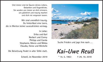 Traueranzeige von Kai-Uwe Reuß von Wetterauer Zeitung