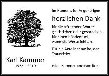 Traueranzeige von Karl Kammer von Licher Wochenblatt