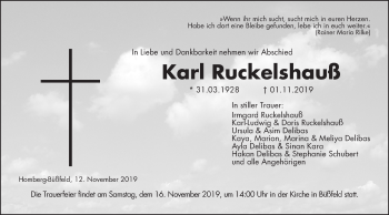 Traueranzeige von Karl Ruckelshauß von Alsfelder Allgemeine