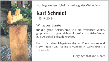 Traueranzeige von Kurt Schmidt von Giessener Allgemeine, Alsfelder Allgemeine
