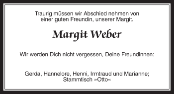 Traueranzeige von Margit Weber von Pohlheimer Nachrichten
