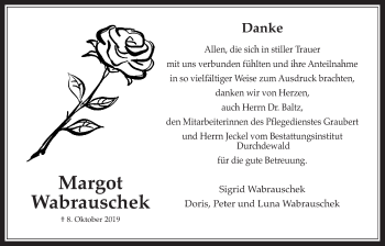 Traueranzeige von Margot Wabrauschek von Wetterauer Zeitung