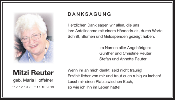 Traueranzeige von Mitzi Reuter von Bad Vilbel/Karben