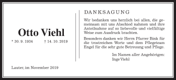 Traueranzeige von Otto Viehl von Giessener Allgemeine, Alsfelder Allgemeine