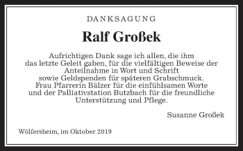 Traueranzeige von Ralf Großek von Wetterauer Zeitung