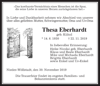 Traueranzeige von Thesa Eberhardt von Wetterauer Zeitung