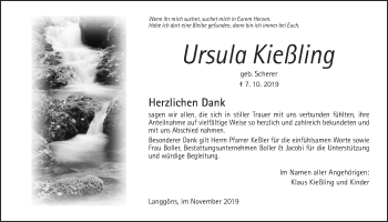 Traueranzeige von Ursula Kießling von Giessener Allgemeine, Alsfelder Allgemeine