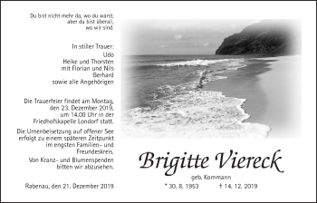 Traueranzeige von Brigitte Viereck von Giessener Allgemeine, Alsfelder Allgemeine