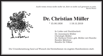 Traueranzeige von Christian Müller von Wetterauer Zeitung