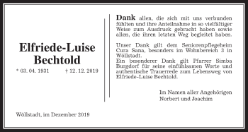 Traueranzeige von Elfriede-Luise Bechtold von Wetterauer Zeitung