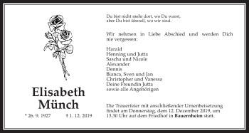 Traueranzeige von Elisabeth Münch von Wetterauer Zeitung