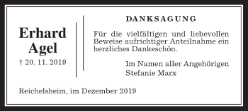 Traueranzeige von Erhard Agel von Wetterauer Zeitung