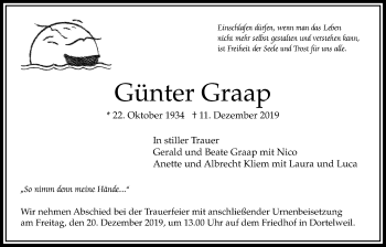 Traueranzeige von Günter Graap von Bad Vilbel/Karben