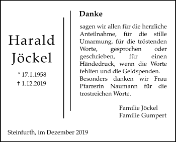 Traueranzeige von Harald Jöckel von Wetterauer Zeitung