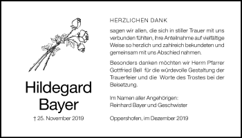 Traueranzeige von Hildegard Bayer von Wetterauer Zeitung