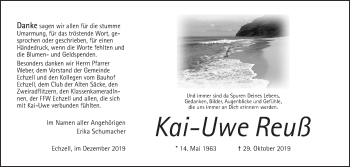 Traueranzeige von Kai-Uwe Reuß von Wetterauer Zeitung