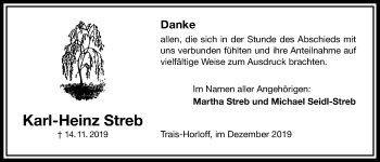 Traueranzeige von Karl-Heinz Streb von Licher Wochenblatt