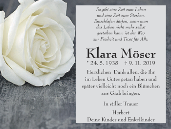 Traueranzeige von Klara Möser von Alsfelder Allgemeine