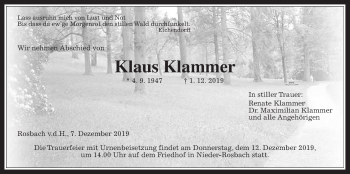 Traueranzeige von Klaus Klammer von Wetterauer Zeitung