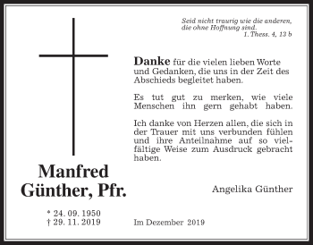 Traueranzeige von Manfred Günther von Mücker Stimme