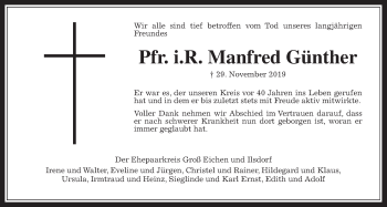 Traueranzeige von Manfred Günther von Mücker Stimme