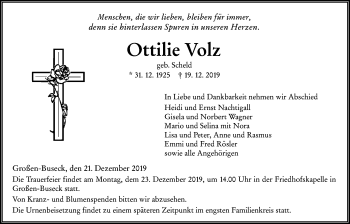 Traueranzeige von Ottilie Volz von Giessener Allgemeine, Alsfelder Allgemeine