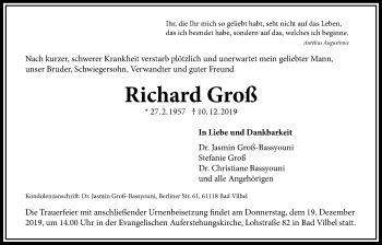 Traueranzeige von Richard Groß von Bad Vilbel/Karben