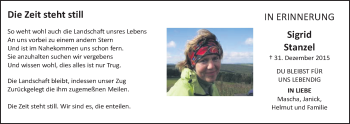 Traueranzeige von Sigrid Stanzel von Giessener Allgemeine, Alsfelder Allgemeine