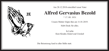 Traueranzeige von Alfred Gervasius Bezold von Wetterauer Zeitung, Wetterauer Zeitung
