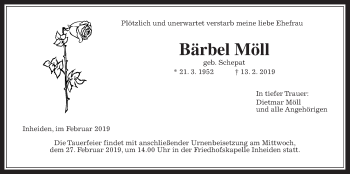 Traueranzeige von Bärbel Möll von Giessener Allgemeine, Alsfelder Allgemeine