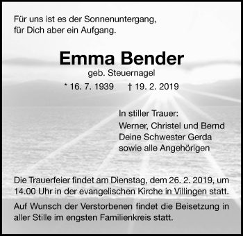 Traueranzeige von Emma Bender von Licher Wochenblatt, Licher Wochenblatt, Licher Wochenblatt