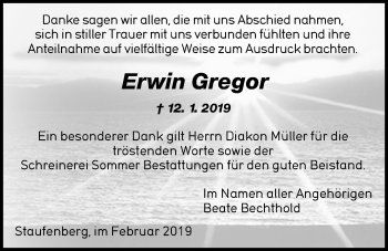 Traueranzeige von Erwin Gregor von Giessener Allgemeine, Alsfelder Allgemeine