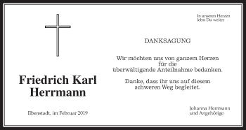 Traueranzeige von Friedrich Karl Herrmann von Wetterauer Zeitung, Wetterauer Zeitung