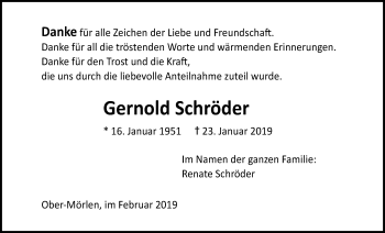 Traueranzeige von Gernold Schröder von Wetterauer Zeitung, Wetterauer Zeitung