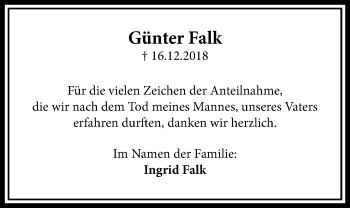 Traueranzeige von Günter Falk von Licher Wochenblatt, Licher Wochenblatt, Licher Wochenblatt