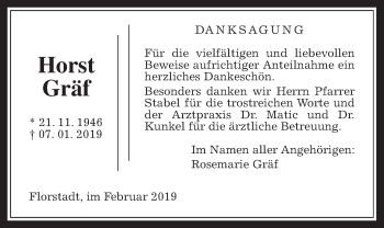 Traueranzeige von Horst Gräf von Wetterauer Zeitung, Wetterauer Zeitung