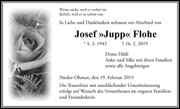 Traueranzeige von Josef Flohe von Alsfelder Allgemeine