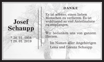 Traueranzeige von Josef Schaupp von Wetterauer Zeitung, Wetterauer Zeitung