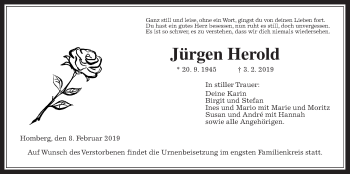 Traueranzeige von Jürgen Herold von Alsfelder Allgemeine