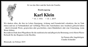 Traueranzeige von Karl Klein von Wetterauer Zeitung, Wetterauer Zeitung