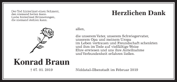 Traueranzeige von Konrad Braun von Wetterauer Zeitung, Wetterauer Zeitung