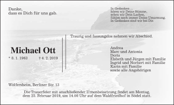 Traueranzeige von Michael Ott von Wetterauer Zeitung, Wetterauer Zeitung