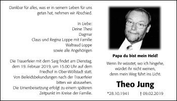 Traueranzeige von Theo Jung von Wetterauer Zeitung, Wetterauer Zeitung
