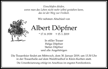 Traueranzeige von Albert Döpfner von Bad Vilbel/Karben