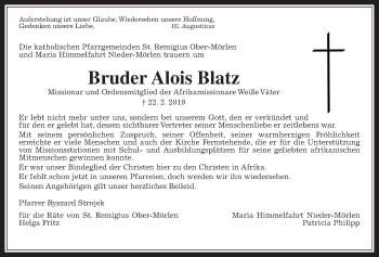 Traueranzeige von Alois Blatz von Wetterauer Zeitung