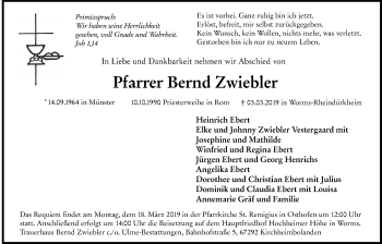 Traueranzeige von Bernd Zwiebler von Wetterauer Zeitung