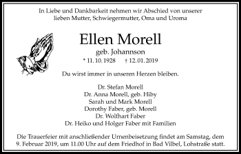 Traueranzeige von Ellen Morell von Bad Vilbel/Karben